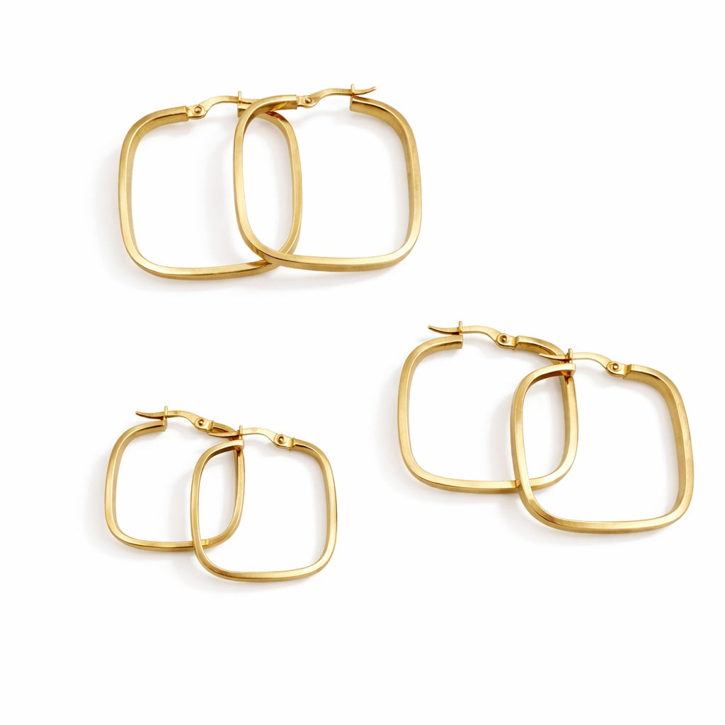 Pendientes de Aros Cuadrados