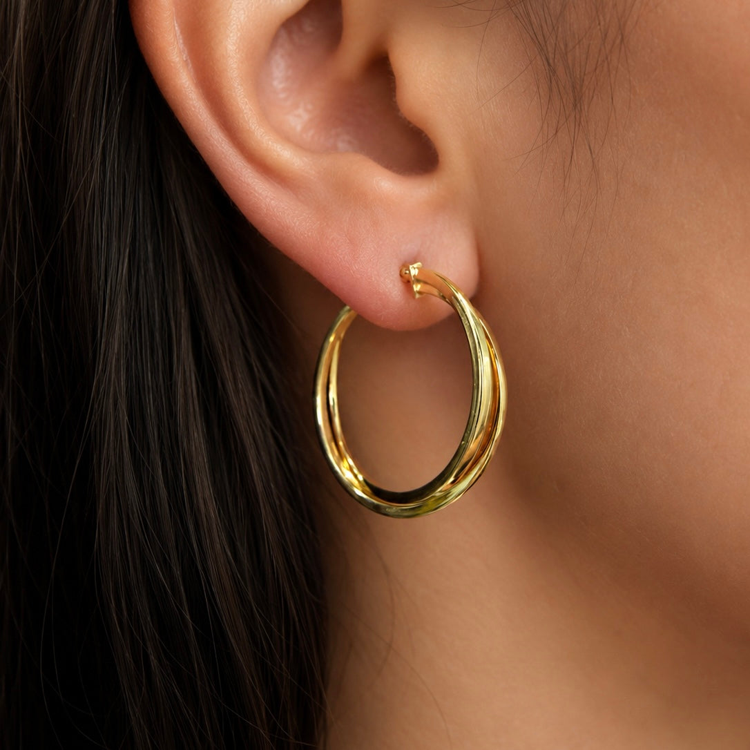 Pendientes de Aro de Doble Capa