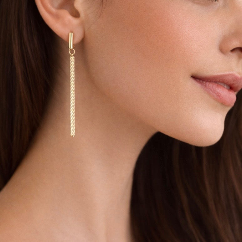Pendientes Colgantes de Barra con Corte de Diamante