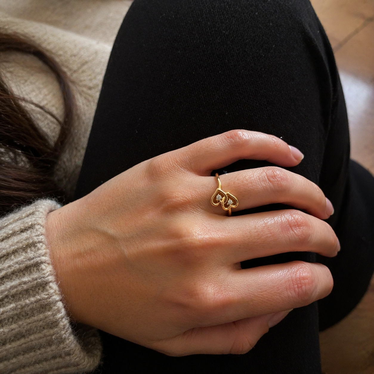 Anillo de doble corazón