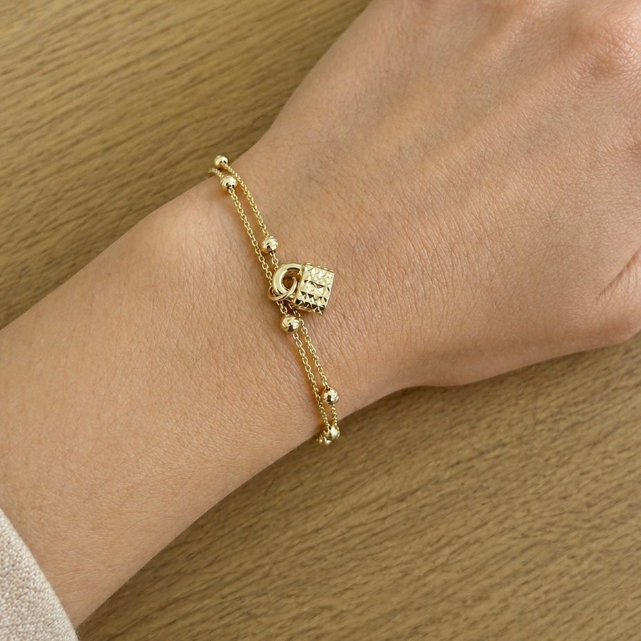 Pulsera con Encanto de Doble Cierre