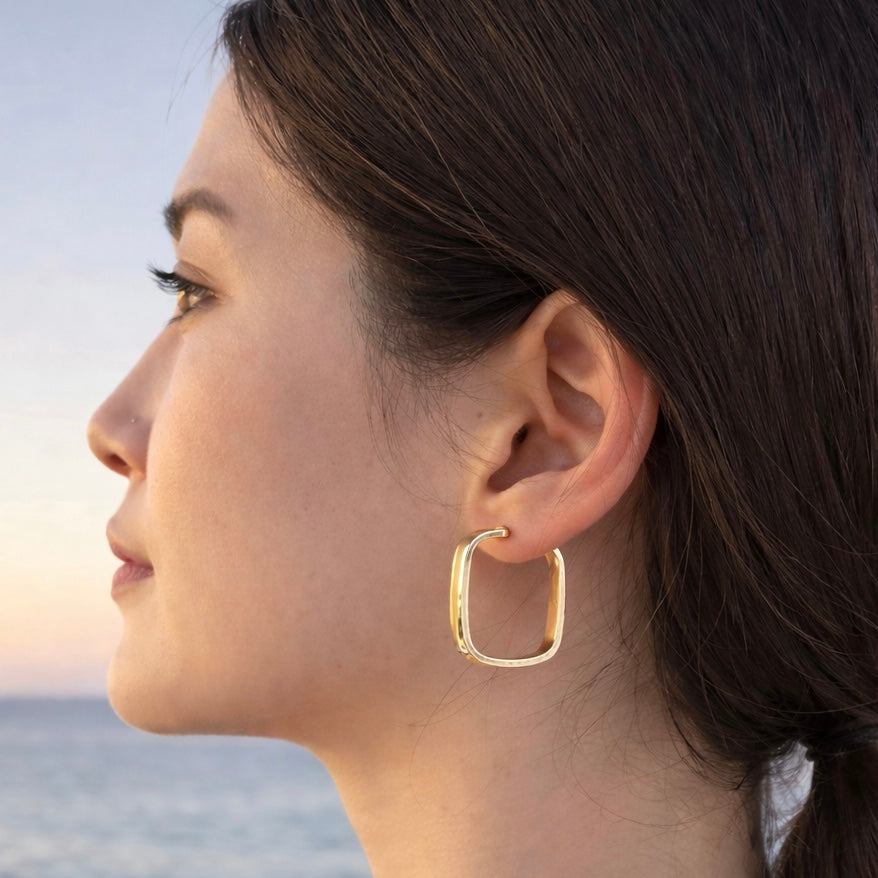 Pendientes de Aros Cuadrados
