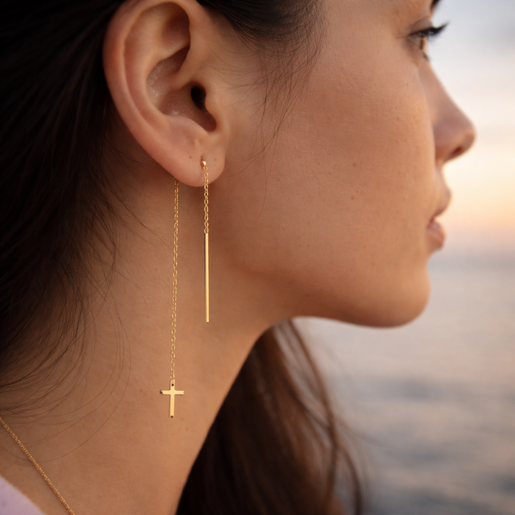 Pendientes de Hilo de Cruz